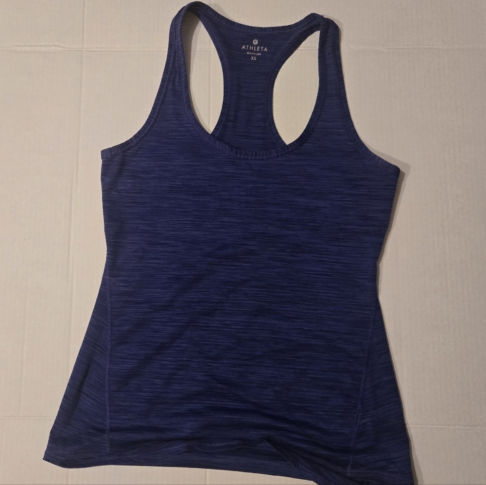 Athleta Chi Shadow Stripe Blue Racerback Tank